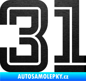 Samolepka Startovní číslo 31 typ 7 škrábaný kov černý