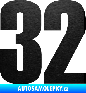 Samolepka Startovní číslo 32 typ 2     škrábaný kov černý
