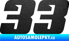 Samolepka Startovní číslo 33 typ 6 škrábaný kov černý