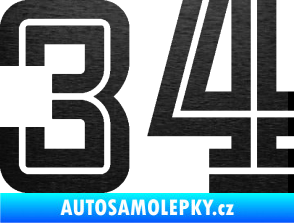 Samolepka Startovní číslo 34 typ 7 škrábaný kov černý