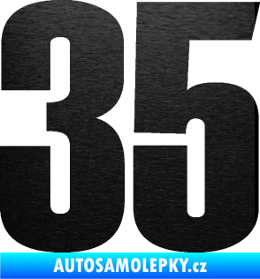 Samolepka Startovní číslo 35 typ 2  škrábaný kov černý