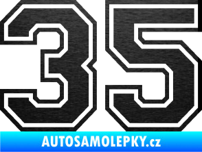 Samolepka Startovní číslo 35 typ 4 škrábaný kov černý