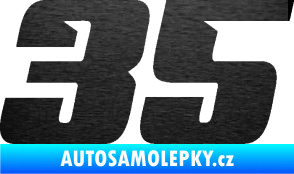 Samolepka Startovní číslo 35 typ 6 škrábaný kov černý