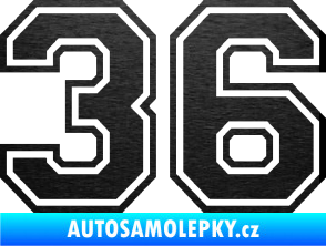 Samolepka Startovní číslo 36 typ 4 škrábaný kov černý