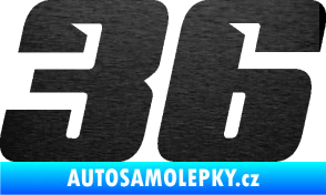 Samolepka Startovní číslo 36 typ 6 škrábaný kov černý
