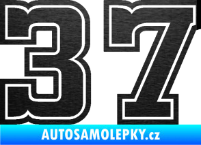 Samolepka Startovní číslo 37 typ 5 škrábaný kov černý