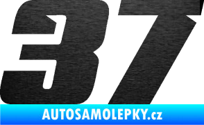 Samolepka Startovní číslo 37 typ 6 škrábaný kov černý