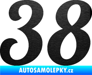 Samolepka Startovní číslo 38 typ 3  škrábaný kov černý