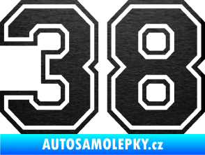 Samolepka Startovní číslo 38 typ 4 škrábaný kov černý