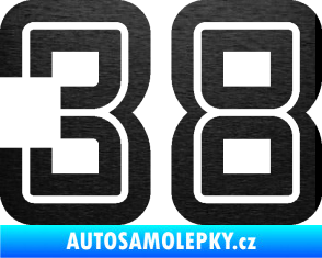 Samolepka Startovní číslo 38 typ 7 škrábaný kov černý
