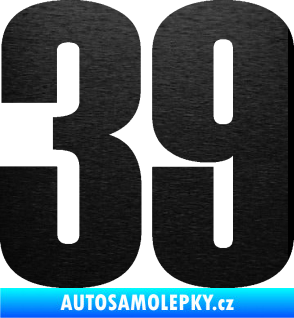 Samolepka Startovní číslo 39 typ 2      škrábaný kov černý