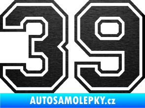 Samolepka Startovní číslo 39 typ 4 škrábaný kov černý