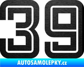 Samolepka Startovní číslo 39 typ 7 škrábaný kov černý