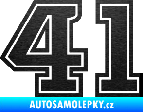Samolepka Startovní číslo 41 typ 5 škrábaný kov černý