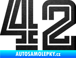 Samolepka Startovní číslo 42 typ 7 škrábaný kov černý
