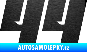 Samolepka Startovní číslo 44 typ 6 škrábaný kov černý