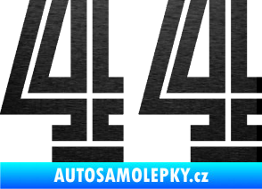 Samolepka Startovní číslo 44 typ 7 škrábaný kov černý