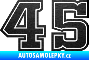 Samolepka Startovní číslo 45 typ 5 škrábaný kov černý