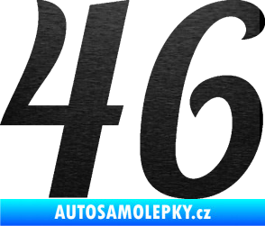 Samolepka Startovní číslo 46 typ 3 škrábaný kov černý
