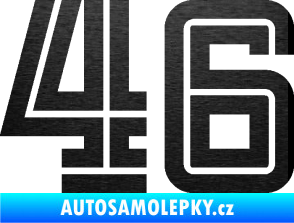 Samolepka Startovní číslo 46 typ 7 škrábaný kov černý