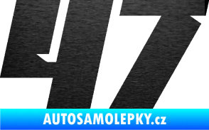 Samolepka Startovní číslo 47 typ 6 škrábaný kov černý