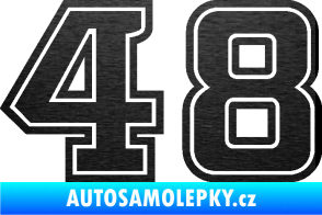 Samolepka Startovní číslo 48 typ 5 škrábaný kov černý