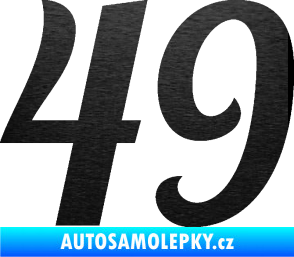 Samolepka Startovní číslo 49 typ 3 škrábaný kov černý