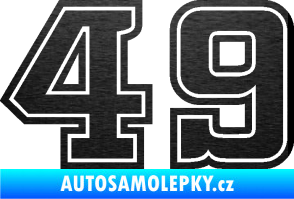 Samolepka Startovní číslo 49 typ 5 škrábaný kov černý