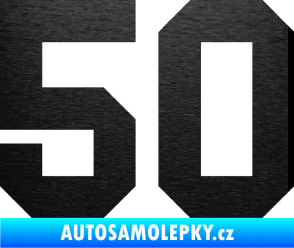 Samolepka Startovní číslo 50 škrábaný kov černý