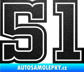 Samolepka Startovní číslo 51 typ 5 škrábaný kov černý