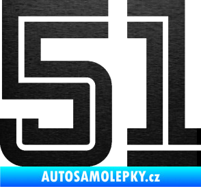Samolepka Startovní číslo 51 typ 7 škrábaný kov černý