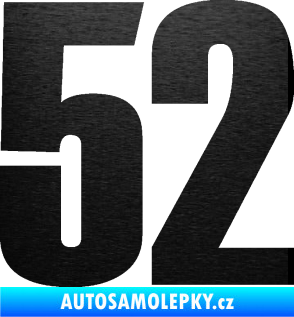 Samolepka Startovní číslo 52 typ 2  škrábaný kov černý