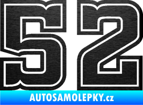 Samolepka Startovní číslo 52 typ 5 škrábaný kov černý
