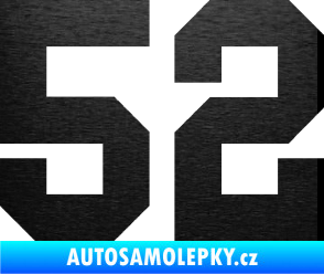 Samolepka Startovní číslo 52 škrábaný kov černý
