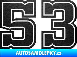 Samolepka Startovní číslo 53 typ 5 škrábaný kov černý
