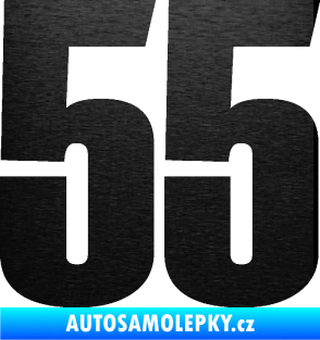 Samolepka Startovní číslo 55 typ 2   škrábaný kov černý
