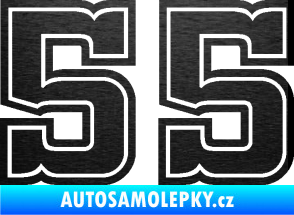 Samolepka Startovní číslo 55 typ 5 škrábaný kov černý