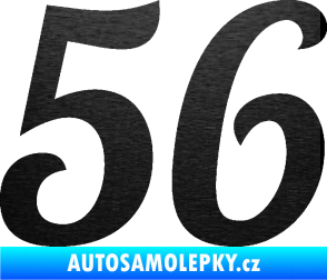 Samolepka Startovní číslo 56 typ 3 škrábaný kov černý