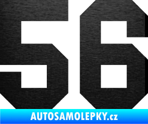 Samolepka Startovní číslo 56 škrábaný kov černý