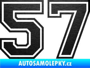 Samolepka Startovní číslo 57 typ 4 škrábaný kov černý
