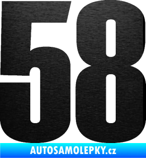 Samolepka Startovní číslo 58 typ 2    škrábaný kov černý