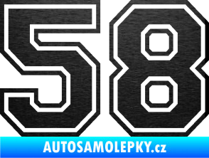 Samolepka Startovní číslo 58 typ 4 škrábaný kov černý