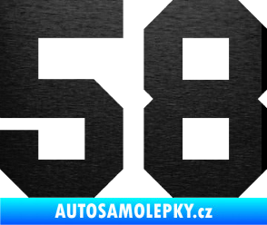 Samolepka Startovní číslo 58 škrábaný kov černý