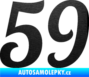 Samolepka Startovní číslo 59 typ 3 škrábaný kov černý