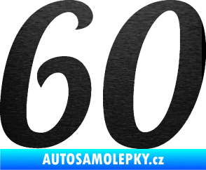 Samolepka Startovní číslo 60 typ 3 škrábaný kov černý