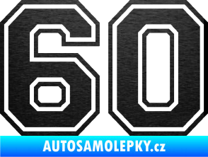 Samolepka Startovní číslo 60 typ 4 škrábaný kov černý