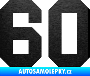 Samolepka Startovní číslo 60 škrábaný kov černý