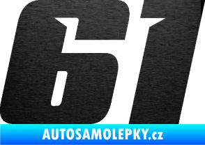 Samolepka Startovní číslo 61 typ 6 škrábaný kov černý