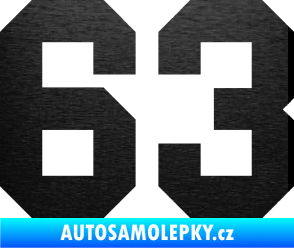 Samolepka Startovní číslo 63 škrábaný kov černý