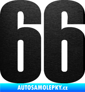 Samolepka Startovní číslo 66 typ 2     škrábaný kov černý